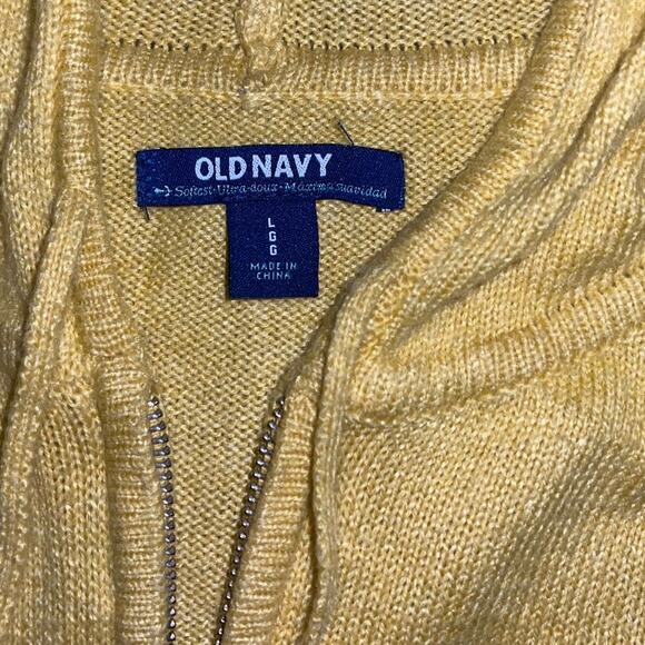 Old Navy Full Zip Hooded Sweater Yellow Cotton Blend Size Large Loungewear - Picture 3 of 4